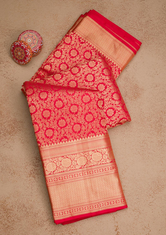 Red Zariwork Pure Silk Saree